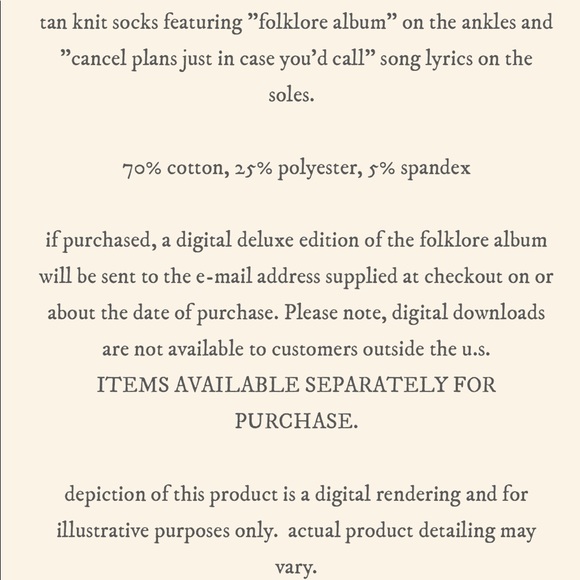 taylor swift cancel plans cancelled tan beige brown socks sock folklore august - Picture 12 of 12